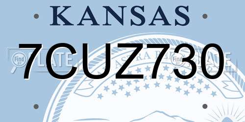 7CUZ730 Kansas License Plate