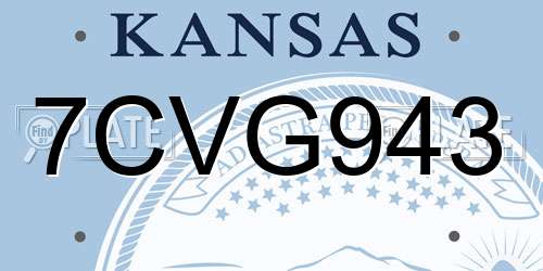 7CVG943 Kansas License Plate