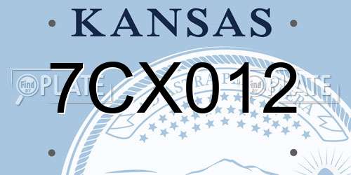 7CX012 Kansas License Plate