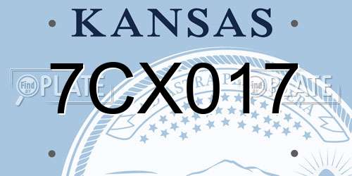 7CX017 Kansas License Plate