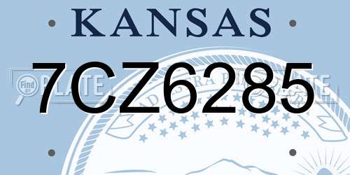7CZ6285 Kansas License Plate
