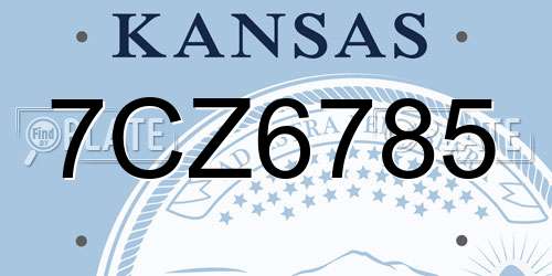 7CZ6785 Kansas License Plate