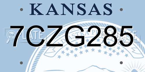 7CZG285 Kansas License Plate