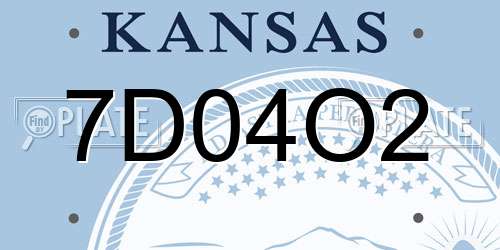 7D04O2 Kansas License Plate
