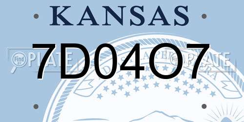 7D04O7 Kansas License Plate