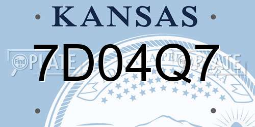 7D04Q7 Kansas License Plate