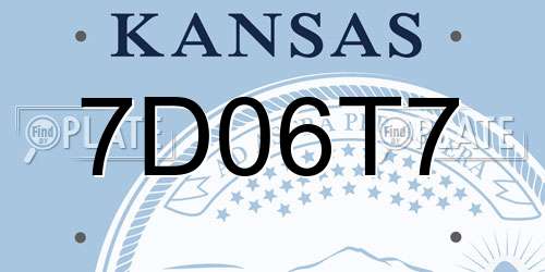 7D06T7 Kansas License Plate