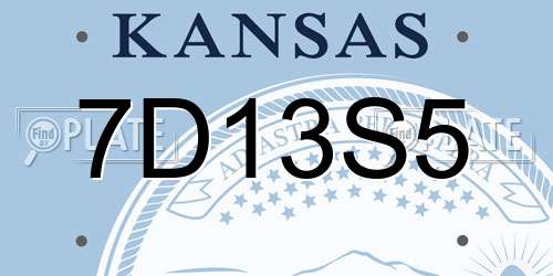 7D13S5 Kansas License Plate