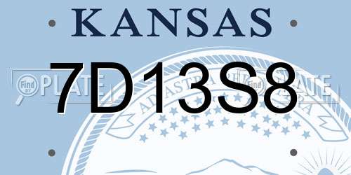 7D13S8 Kansas License Plate