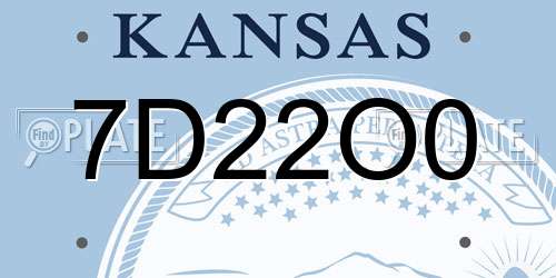 7D22O0 Kansas License Plate