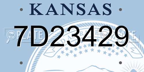 7D23429 Kansas License Plate