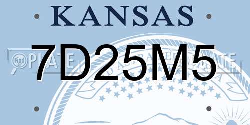 7D25M5 Kansas License Plate