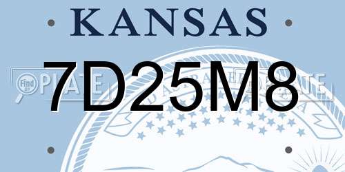 7D25M8 Kansas License Plate