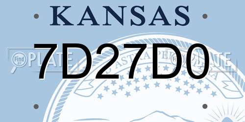 7D27D0 Kansas License Plate