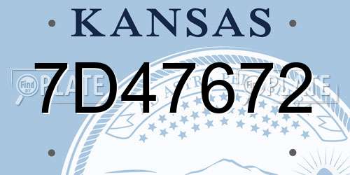7D47672 Kansas License Plate