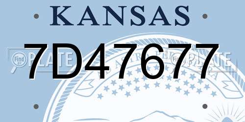 7D47677 Kansas License Plate