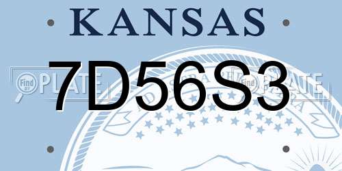 7D56S3 Kansas License Plate