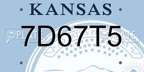 7D67T5 Kansas License Plate