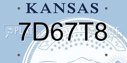 7D67T8 Kansas License Plate