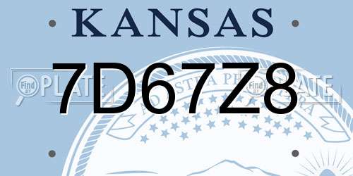 7D67Z8 Kansas License Plate