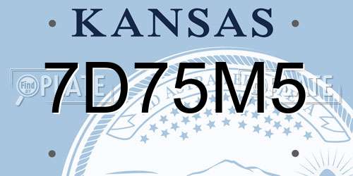 7D75M5 Kansas License Plate
