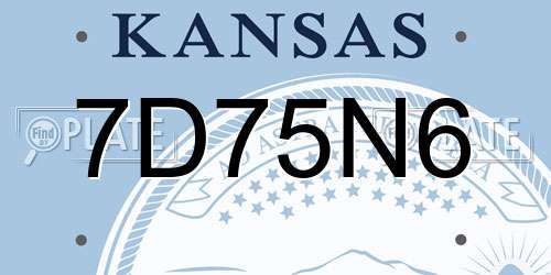 7D75N6 Kansas License Plate