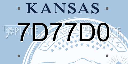 7D77D0 Kansas License Plate