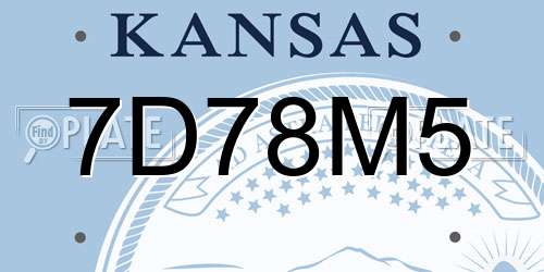 7D78M5 Kansas License Plate