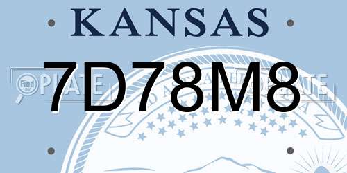 7D78M8 Kansas License Plate
