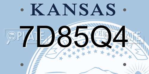 7D85Q4 Kansas License Plate