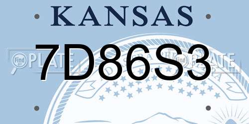 7D86S3 Kansas License Plate