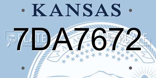 7DA7672 Kansas License Plate