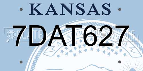 7DAT627 Kansas License Plate