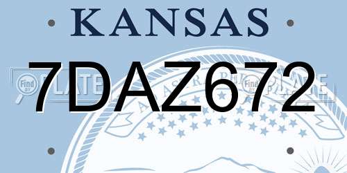 7DAZ672 Kansas License Plate