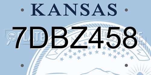 7DBZ458 Kansas License Plate