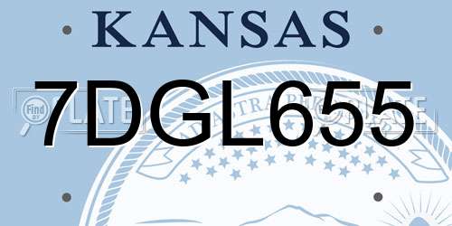 7DGL655 Kansas License Plate
