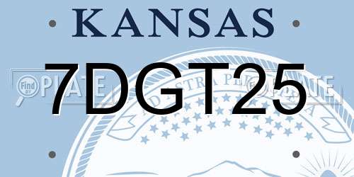 7DGT25 Kansas License Plate