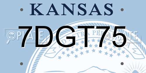 7DGT75 Kansas License Plate