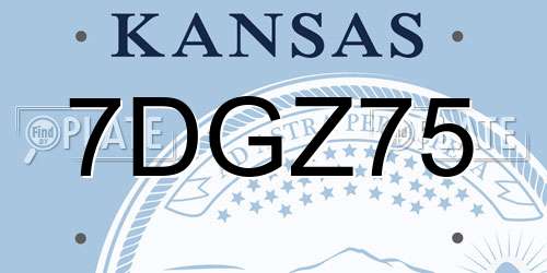 7DGZ75 Kansas License Plate