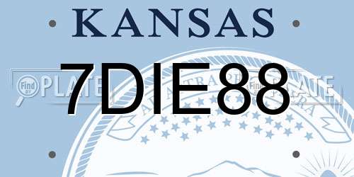 7DIE88 Kansas License Plate