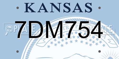 7DM754 Kansas License Plate