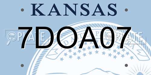 7DOA07 Kansas License Plate