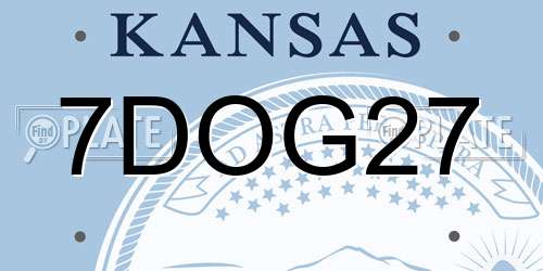7DOG27 Kansas License Plate