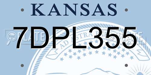 7DPL355 Kansas License Plate