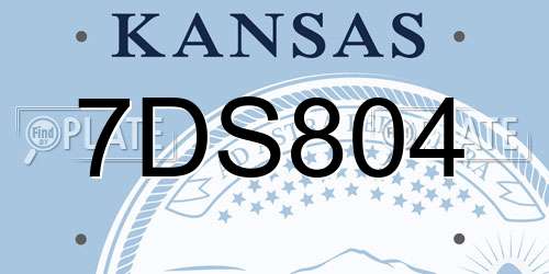 7DS804 Kansas License Plate