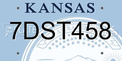 7DST458 Kansas License Plate