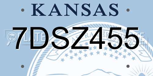 7DSZ455 Kansas License Plate