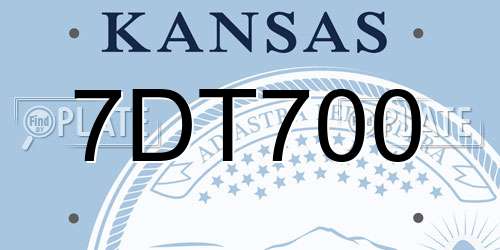 7DT700 Kansas License Plate