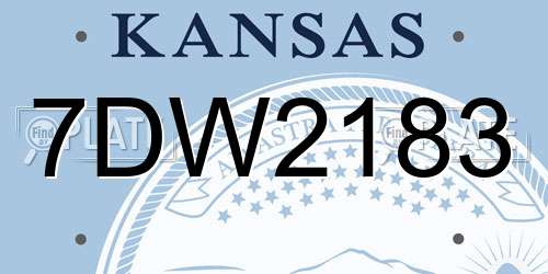7DW2183 Kansas License Plate