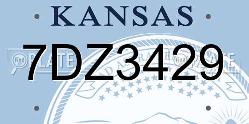 7DZ3429 Kansas License Plate